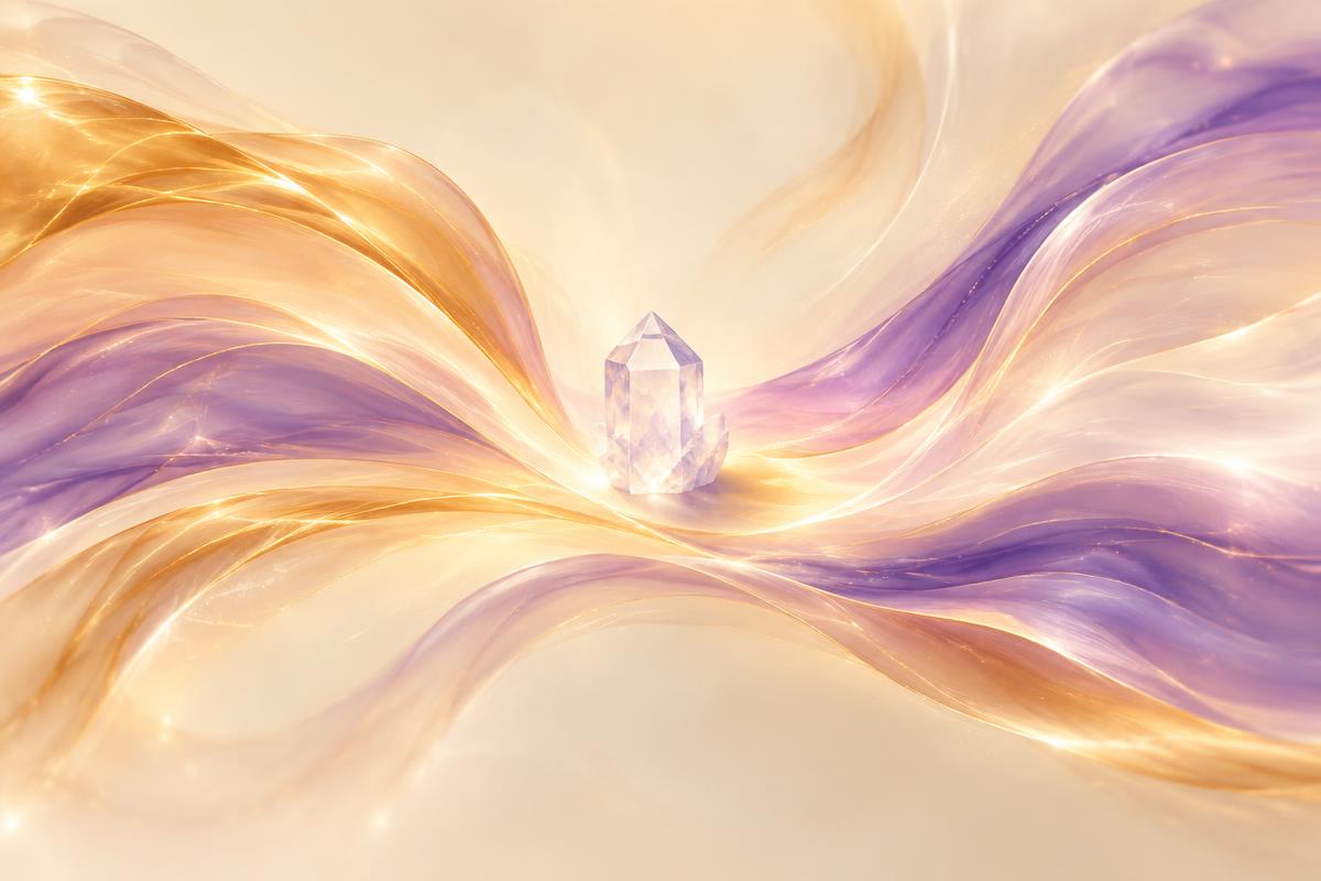 Luminous energy flowing through a tranquil spiritual setting