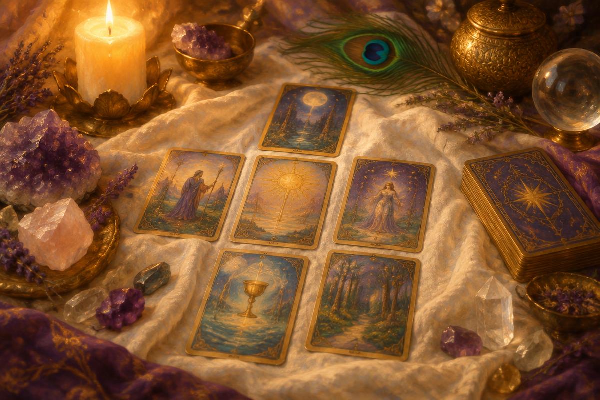 Traditional tarot cards prepared for a reading