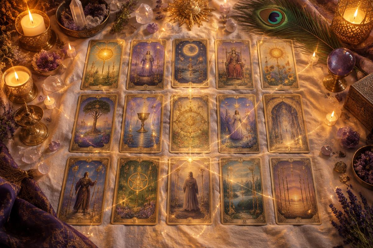 Transformational tarot cards in a reflective setting